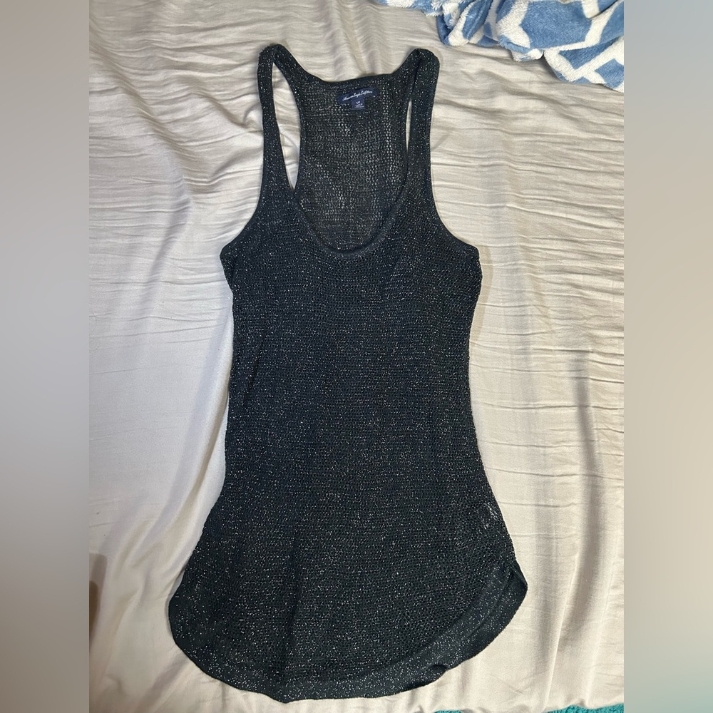 American Eagle Outfitters Black Sparkle Tank Top